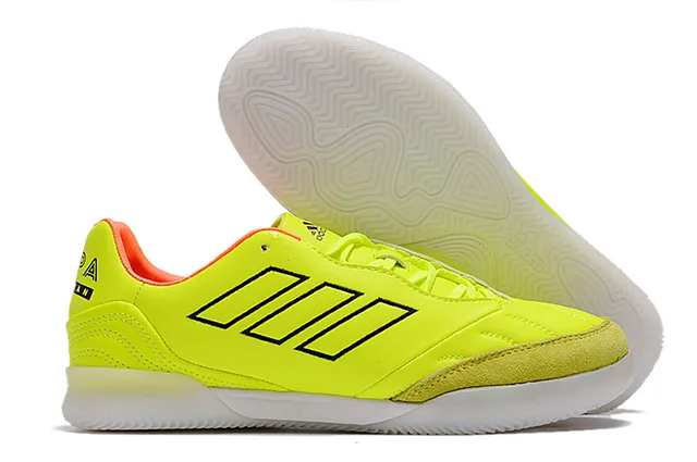 Adidas Black Orange Mesh And Synthetic Upper Three-Stripe Branding Indoor Soccer Shoes 14