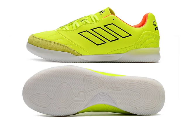 Adidas Black Orange Mesh And Synthetic Upper Three-Stripe Branding Indoor Soccer Shoes 15