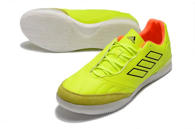 Adidas Black Orange Mesh And Synthetic Upper Three-Stripe Branding Indoor Soccer Shoes 19
