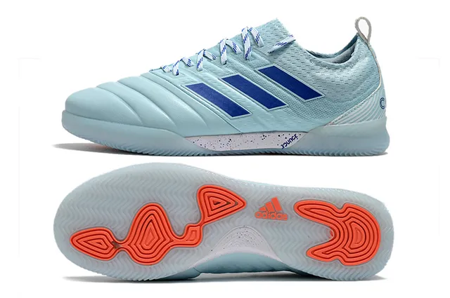 Adidas Black Orange Mesh And Synthetic Upper Three-Stripe Branding Indoor Soccer Shoes 21