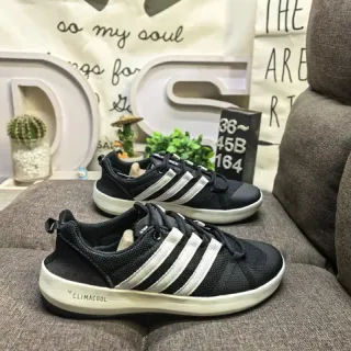 Adidas أسود أبيض شبكة تنفس علوية ثلاث خطوط لوحة جانبية نمط حياة أحذية