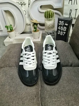 Adidas Black White Leather Upper Three-Stripe Side Panel Lifestyle Sneakers 10