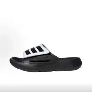 Adidas 黑色白色模制EVA鞋底三条纹带拖鞋