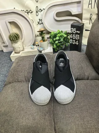 Adidas Preto Branco Slip-On Elástico Crossover Strap Tênis Lifestyle 10