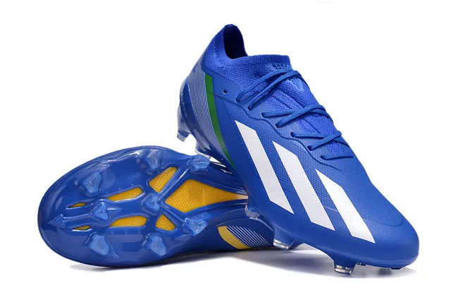Adidas नीला हरा बुनकर कॉलर असममित लेसिंग फर्म-ग्राउंड सोकर जूते 4
