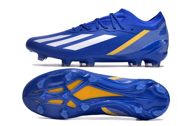 Adidas नीला हरा बुनकर कॉलर असममित लेसिंग फर्म-ग्राउंड सोकर जूते 6