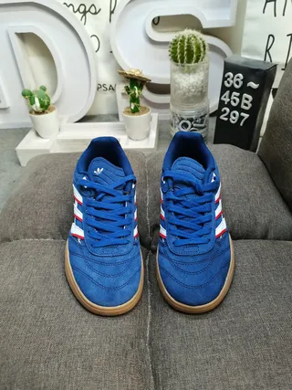 Adidas Bleu Blanc Vintage Indoor Court Trois Rayures Panneau Latéral Lifestyle Sneakers 10