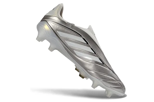 Adidas Copa Prata Branco Sem Cadarços Colar Superior Sintético Metálico Gramado Firme Sapatos de Futebol 2