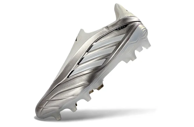 Adidas Copa Prata Branco Sem Cadarços Colar Superior Sintético Metálico Gramado Firme Sapatos de Futebol 3