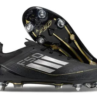 Zapatos de fútbol Adidas F50 Negro y Oro Low-Cut Upper Sintético Sprintweb Cage Firm-Ground