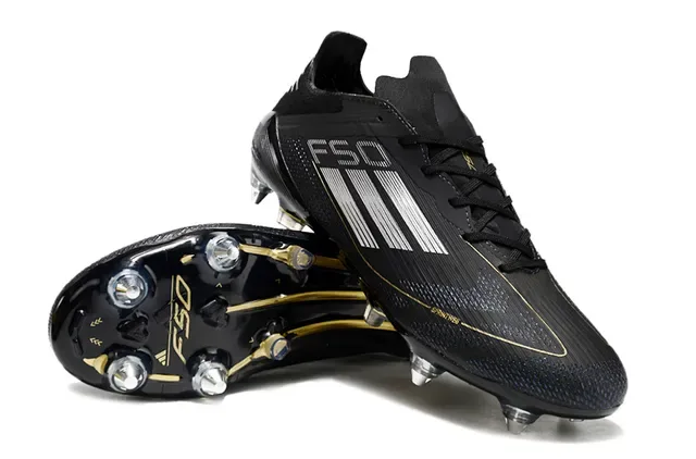 Chaussures de football Adidas F50 Noir et Or Low-Cut Upper Synthétique Sprintweb Cage Firm-Ground 4
