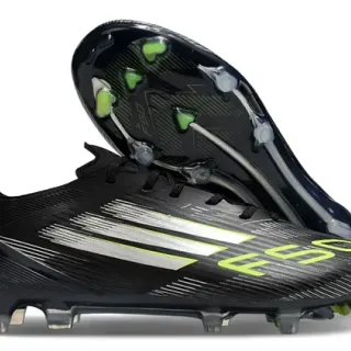 Adidas F50 Negro Verde Bajo Corte Upper Sintético Cordones Asimétricos Firm-Ground Zapatos de Fútbol