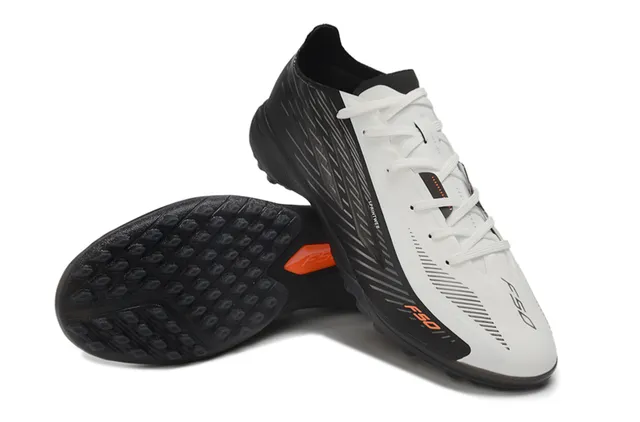 Adidas F50 Preto Laranja Superior Sintético Textura Diagonal Acanalada Sapatos de Futebol Turf 4