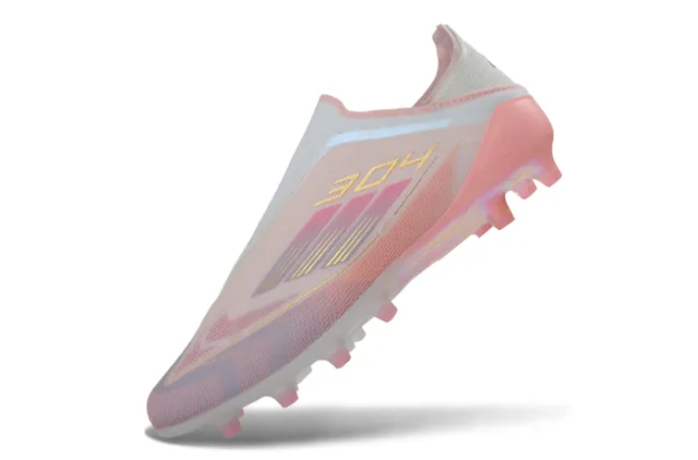 Adidas F50 Sapatos de futebol rosa transparente sem cadarços com ajuste de meia parte superior translúcida sola com gradiente superfície firme 11
