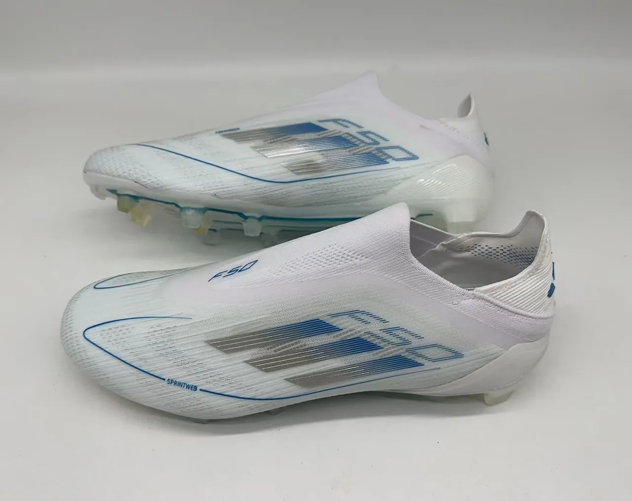 Adidas F50 Sprintweb Branco Azul Firm-Ground Sapatos de futebol 2