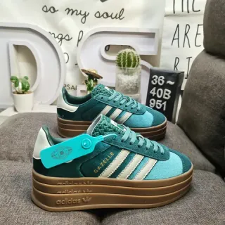 Adidas Gazelle Teal and White حذاء رياضي أسلوب حياة منصة
