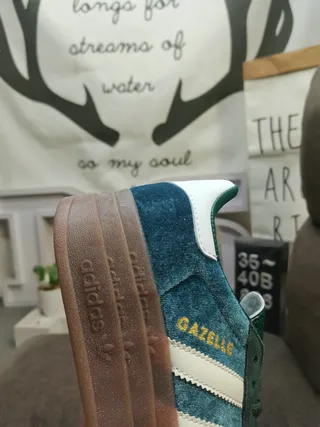 Adidas Gazelle جلد تيل وأبيض أسلوب حياة حذاء رياضي 3