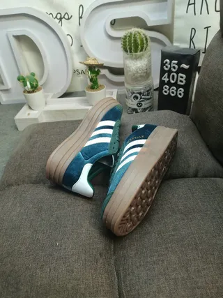 Adidas Gazelle جلد تيل وأبيض أسلوب حياة حذاء رياضي 6