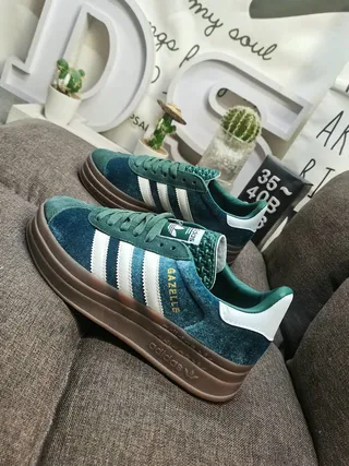 Adidas Gazelle جلد تيل وأبيض أسلوب حياة حذاء رياضي 7