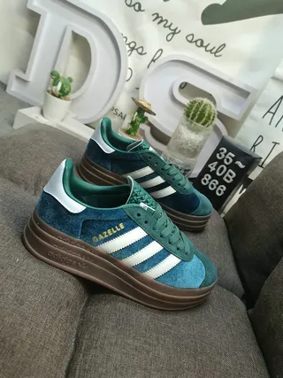 Adidas Gazelle جلد تيل وأبيض أسلوب حياة حذاء رياضي 9