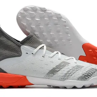 Adidas Sapatos de futebol cinza laranja com colar tricô texturizado sintético jaula no antepé para gramado