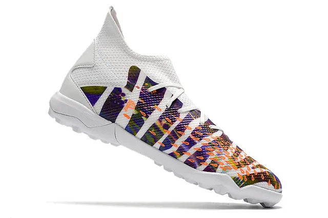 Adidas Zapatos de fútbol gris naranja con cuello de punto ajustado al tobillo texturizado sintético con jaula en la puntera para césped 17