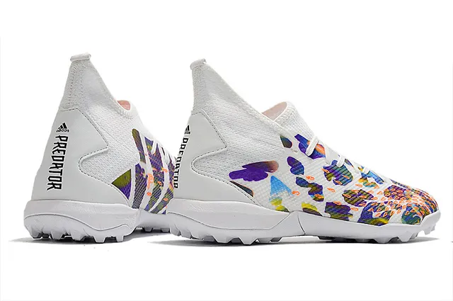 Adidas Zapatos de fútbol gris naranja con cuello de punto ajustado al tobillo texturizado sintético con jaula en la puntera para césped 21