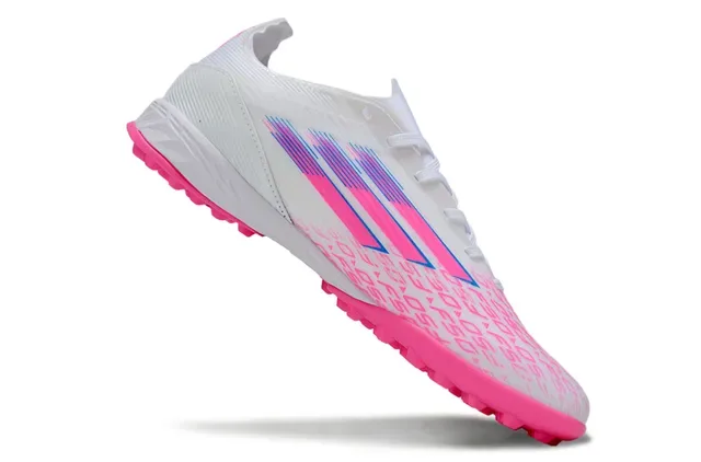 Adidas Liga Branco Rosa Low-Cut Upper Sintético Studs Conicos Moldados Grama Artificial Sapatos de Futebol 2