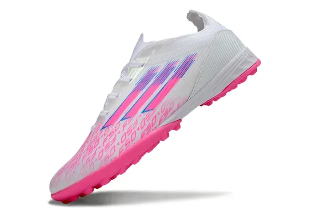Adidas Liga Branco Rosa Low-Cut Upper Sintético Studs Conicos Moldados Grama Artificial Sapatos de Futebol 3