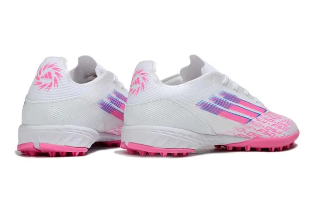 Adidas Liga Branco Rosa Low-Cut Upper Sintético Studs Conicos Moldados Grama Artificial Sapatos de Futebol 6