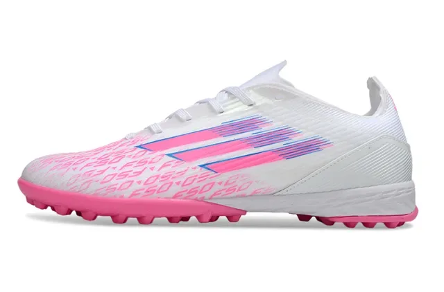 Adidas Liga Branco Rosa Low-Cut Upper Sintético Studs Conicos Moldados Grama Artificial Sapatos de Futebol 8