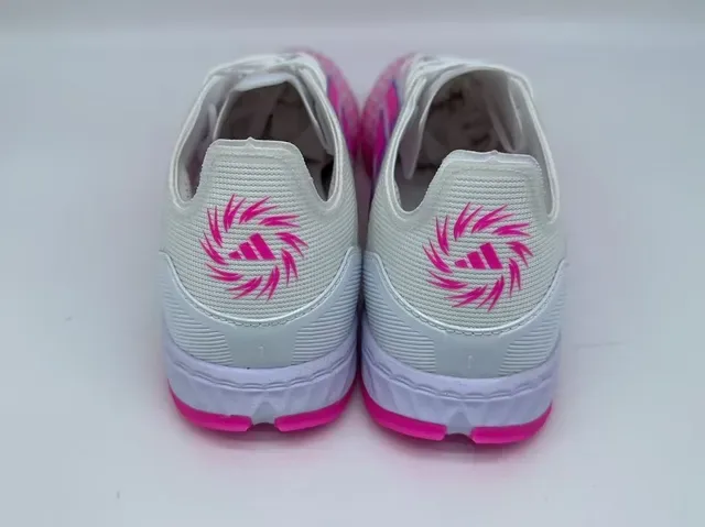 Adidas Liga Branco Rosa Low-Cut Upper Sintético Studs Conicos Moldados Grama Artificial Sapatos de Futebol 10