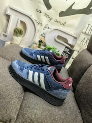 Adidas 海军蓝粉色低帮麂皮和纺织面料生活式运动鞋 7