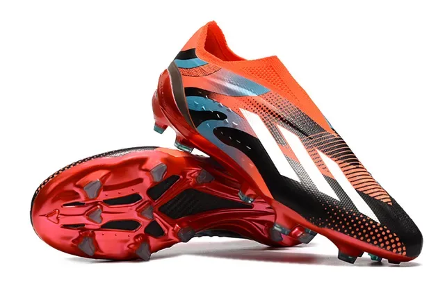 Adidas Chaussures de football orange noir lacets asymétriques col chaussette firm ground 4