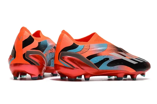 Adidas Chaussures de football orange noir lacets asymétriques col chaussette firm ground 5