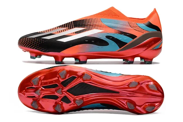 Adidas Chaussures de football orange noir lacets asymétriques col chaussette firm ground 6