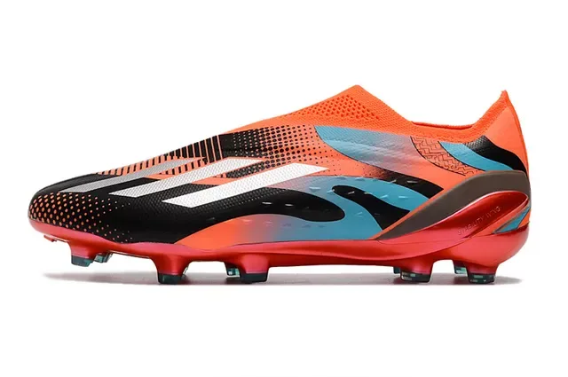 Adidas Chaussures de football orange noir lacets asymétriques col chaussette firm ground 7