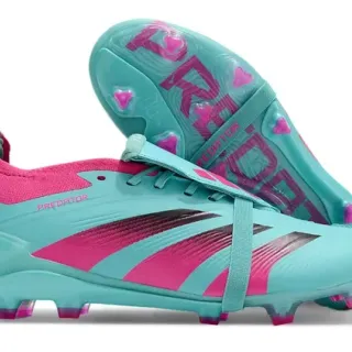 Adidas Predator أزرق وردي تركواز أعلى اصطناعي خطوط غير متماثلة أحذية كرة القدم للأرض الصلبة