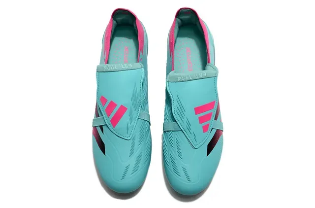 Adidas Predator Blue Pink Turquoise Synthetic Upper Asymmetric Stripes Firm-Ground Soccer Shoes 2