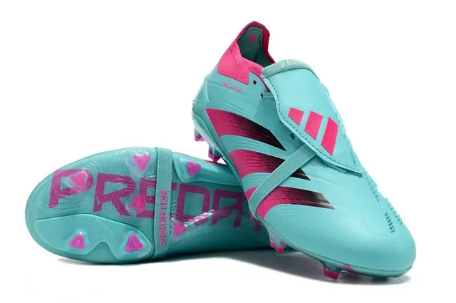 Adidas Predator Blue Pink Turquoise Synthetic Upper Asymmetric Stripes Firm-Ground Soccer Shoes 3