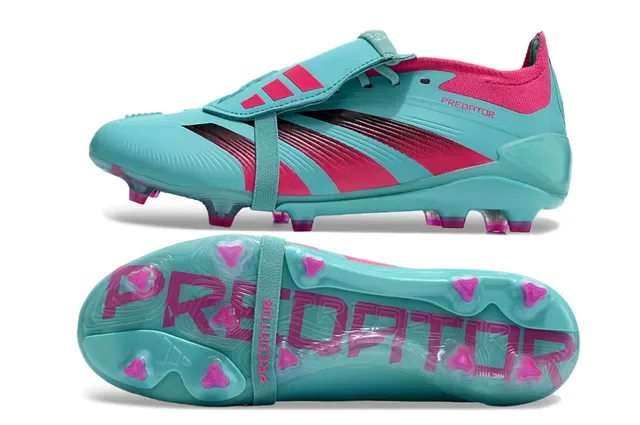 Adidas Predator Blue Pink Turquoise Synthetic Upper Asymmetric Stripes Firm-Ground Soccer Shoes 5