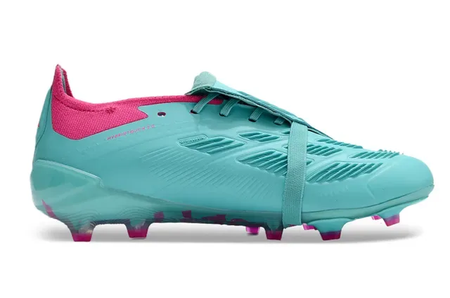 Adidas Predator Blue Pink Turquoise Synthetic Upper Asymmetric Stripes Firm-Ground Soccer Shoes 7