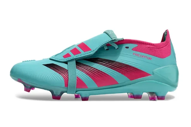 Adidas Predator Blue Pink Turquoise Synthetic Upper Asymmetric Stripes Firm-Ground Soccer Shoes 8