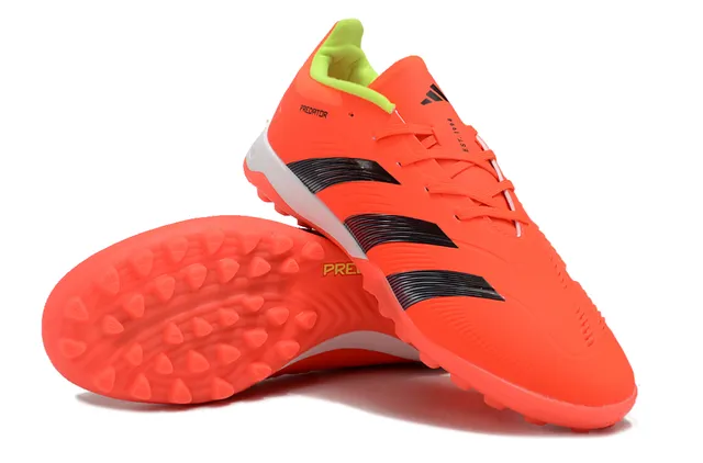 Adidas Predator Orange Black Low-Cut Synthetic Upper Three Textured Stripes Turf Soccer Shoes 4