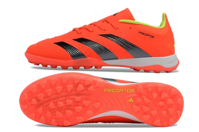 Adidas Predator Orange Black Low-Cut Synthetic Upper Three Textured Stripes Turf Soccer Shoes 6