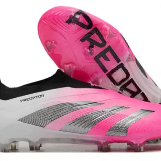Adidas Predator Pink White Low-Cut Sock-Fit Upper Gradient Firm-Ground Soccer Shoes