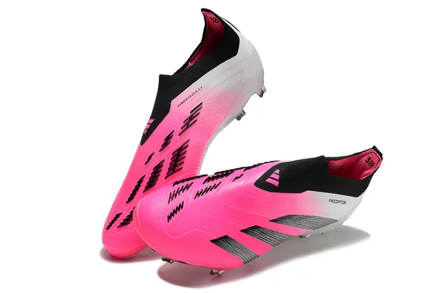 Adidas Predator Pink White Low-Cut Sock-Fit Upper Gradient Firm-Ground Soccer Shoes 2