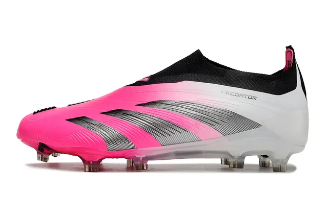Adidas Predator Pink White Low-Cut Sock-Fit Upper Gradient Firm-Ground Soccer Shoes 3