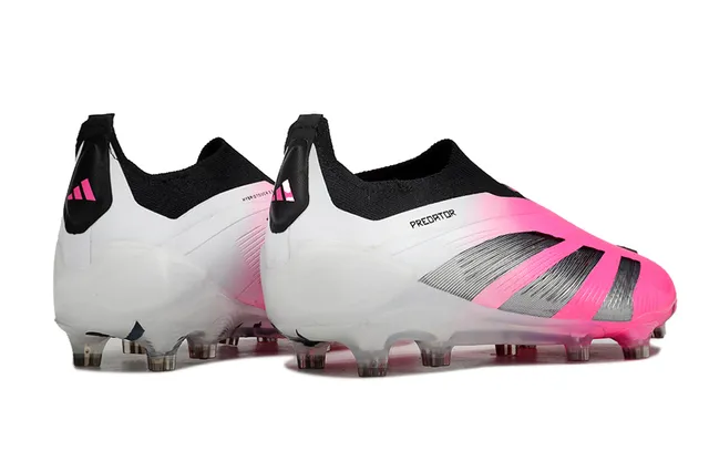 Adidas Predator Pink White Low-Cut Sock-Fit Upper Gradient Firm-Ground Soccer Shoes 4