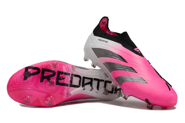 Adidas Predator Pink White Low-Cut Sock-Fit Upper Gradient Firm-Ground Soccer Shoes 5